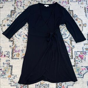 New York and company stretch black wrap dress size medium